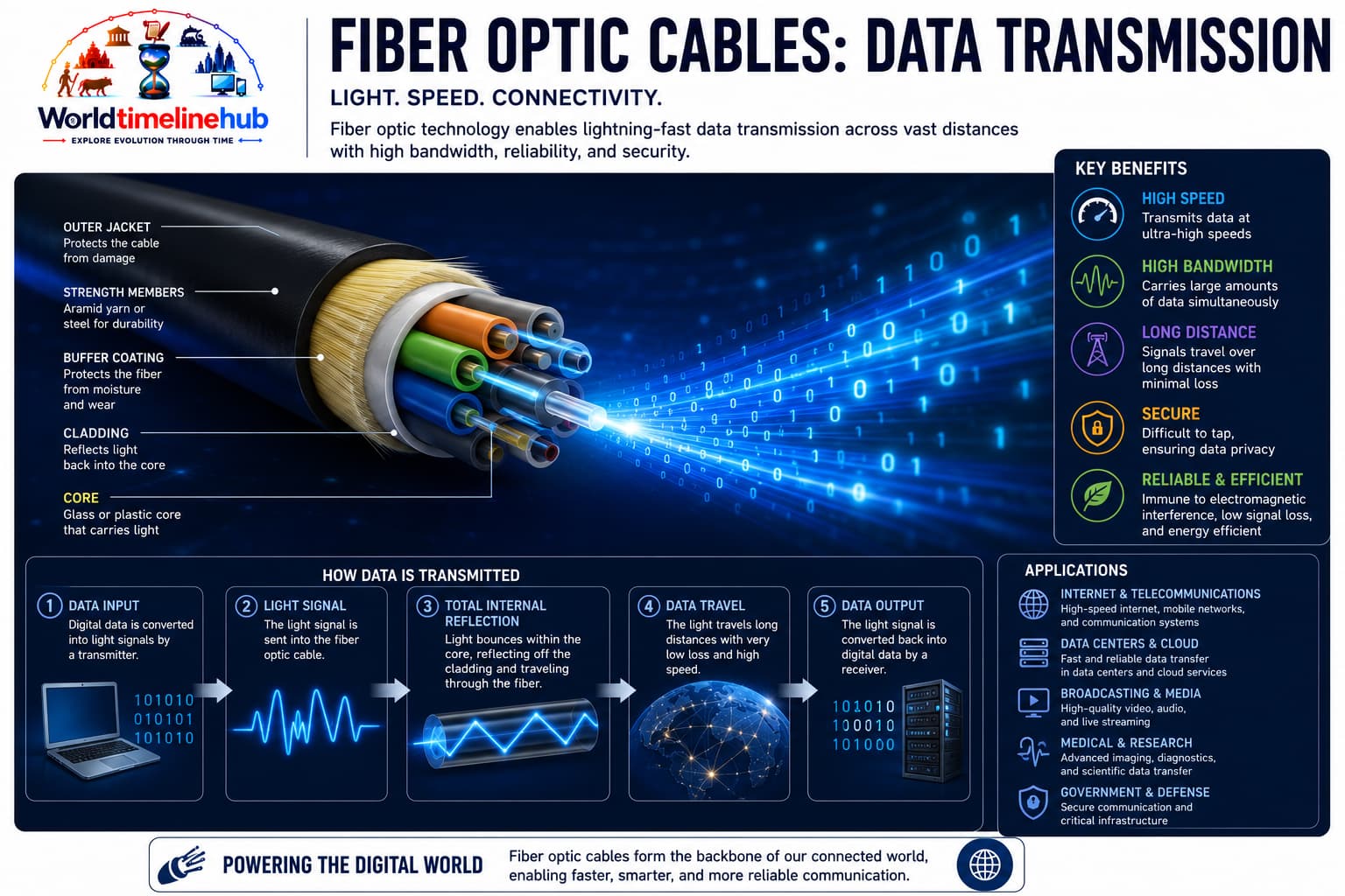 Fiber-optic cables carrying high-capacity backhaul for mobile and cloud networks
